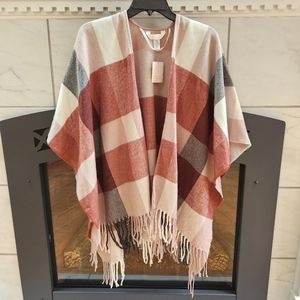 LC Lauren Conrad Rose Plaid Ruana